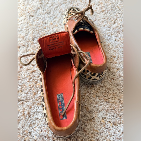 Sperry Leopard Haircalf Boat Shoes - Brown & Cream - Picture 3 of 3